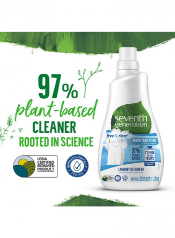 Plant-Based Concentrated Fabric Detergent Liquid Unscented Multicolour 1L