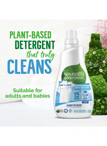 Plant-Based Concentrated Fabric Detergent Liquid Unscented Multicolour 1L