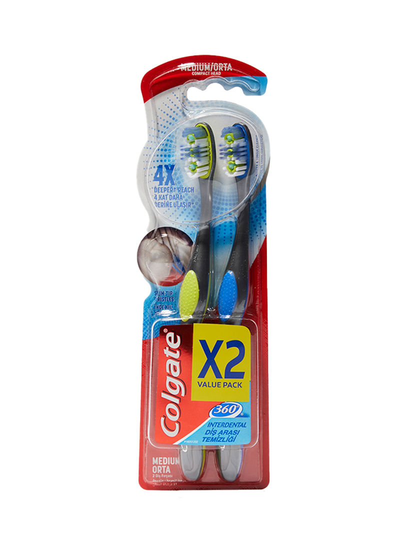2-Piece Manual Toothbrush Multicolour Medium