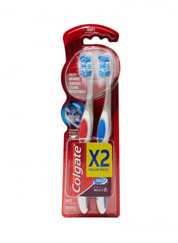 360 Optic White Soft Whitening Toothbrush Value Pack 2Piece Multicolour