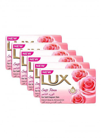 Soft Rose Soap Bar - French Rose And Almond Oil Extract Pack of 5 + 1 Free 6 x 170g