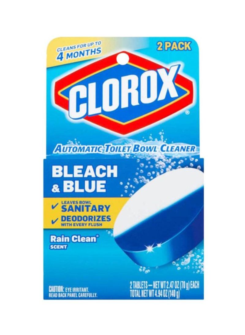 Pack Of 2 Bleach And Blue Automatic Toilet Bowl Cleaner White 70g