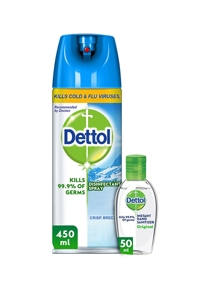 Crisp Breeze Disinfectant Spray With Original Hand Sanitizer Multicolour 450+50ml
