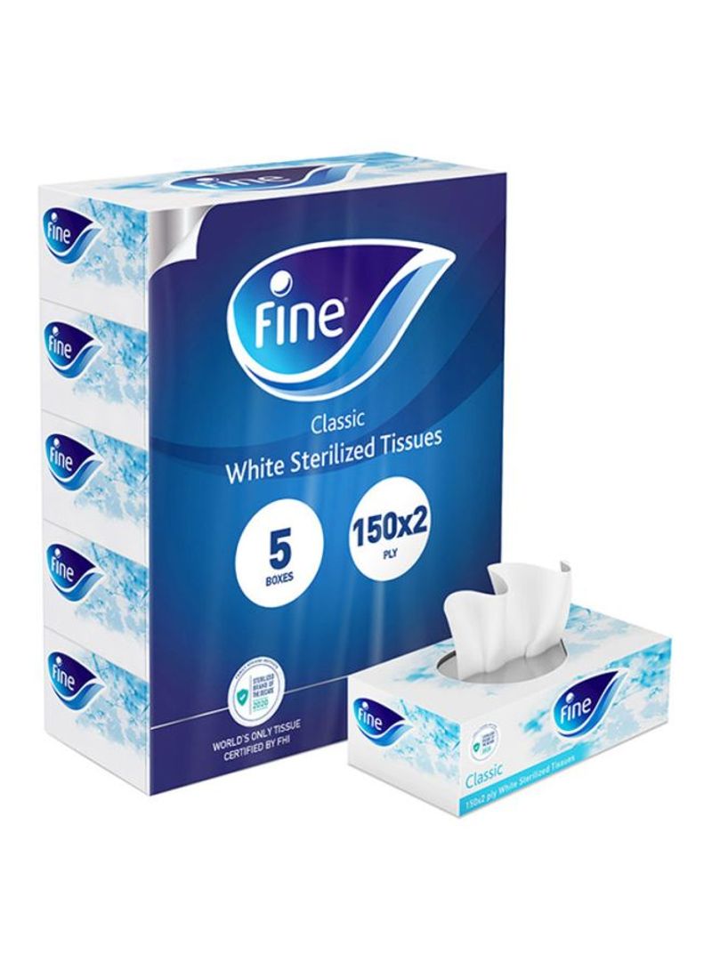 Pack Of 5 Classic Sterilized Facial Tissues White 23.8x8.4x11.8cm