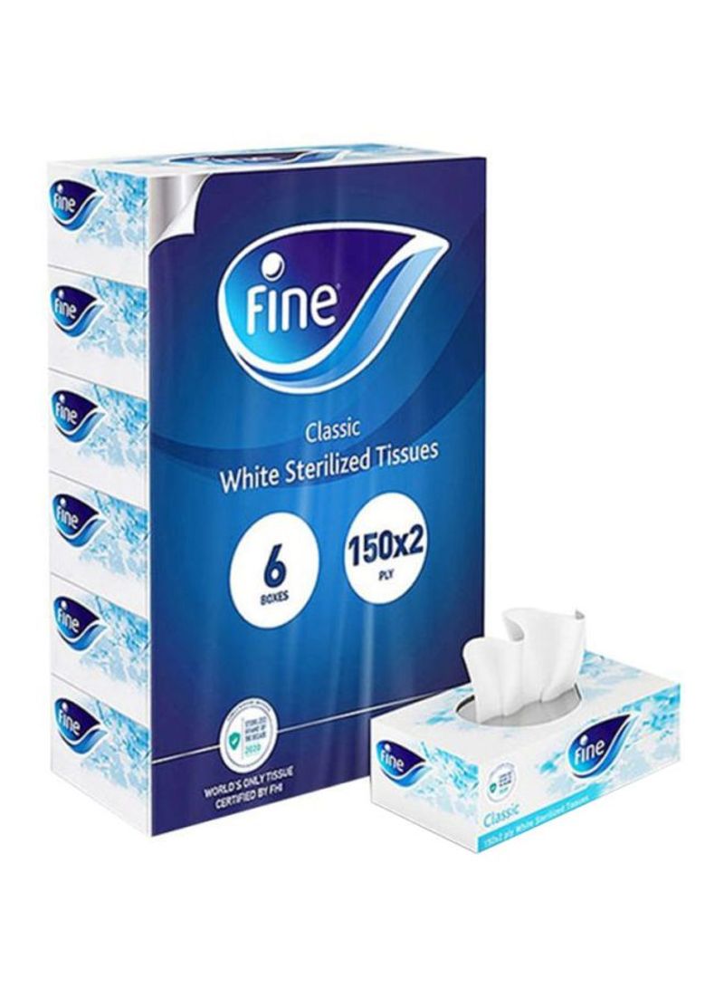Pack Of 6 Classic Sterilized Facial Tissues White