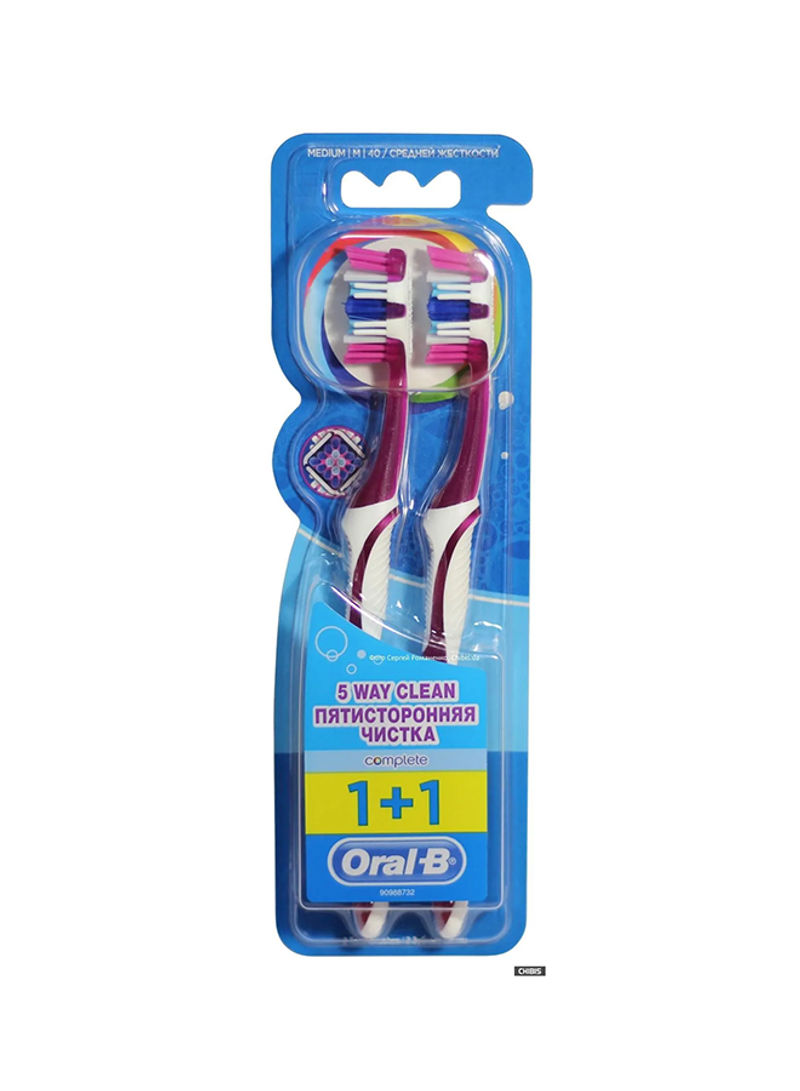 Complete 5 Way Clean Manual Toothbrush, 2 Pieces 40 Medium