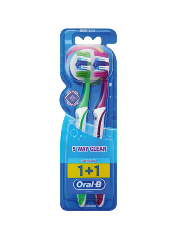 Complete 5 Way Clean Manual Toothbrush, 2 Pieces 40 Medium
