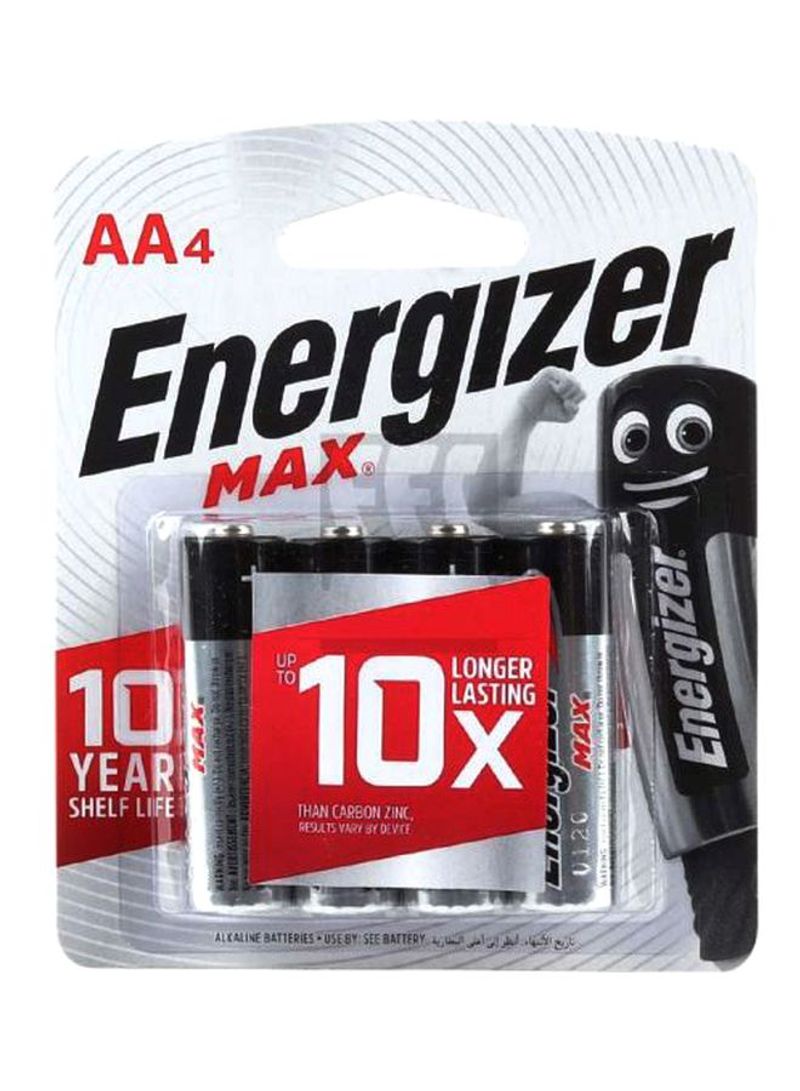 Pack Of 4 Max Power Seal Alkaline Batteries Black/Silver