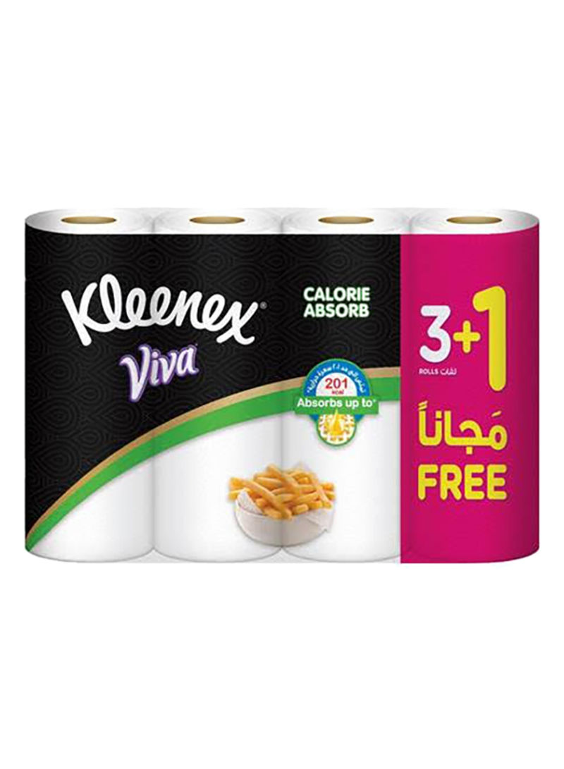 Viva Calorie Absorb, Kitchen Towel Roll, 55 Sheets, Pack Of 4 White