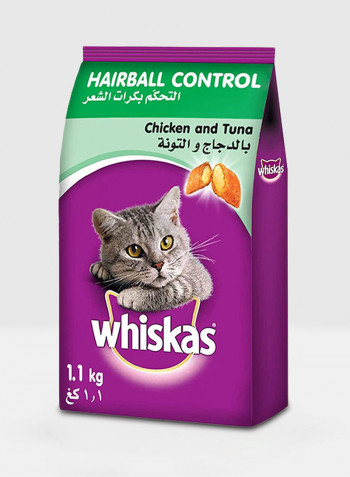 Hairball Control With Chicken And Tuna Dry Cat Food Adult 1+ Years 1.1kg