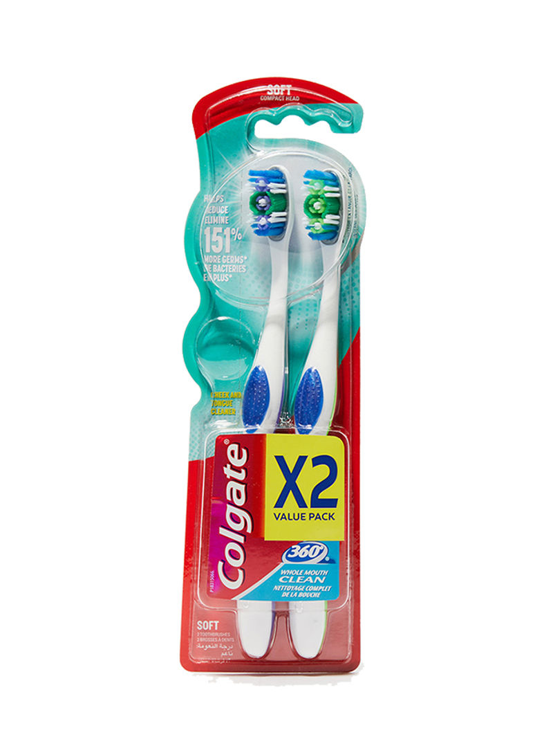 2-Piece 360 Degree Whole Mouth Clean Soft Toothbrush