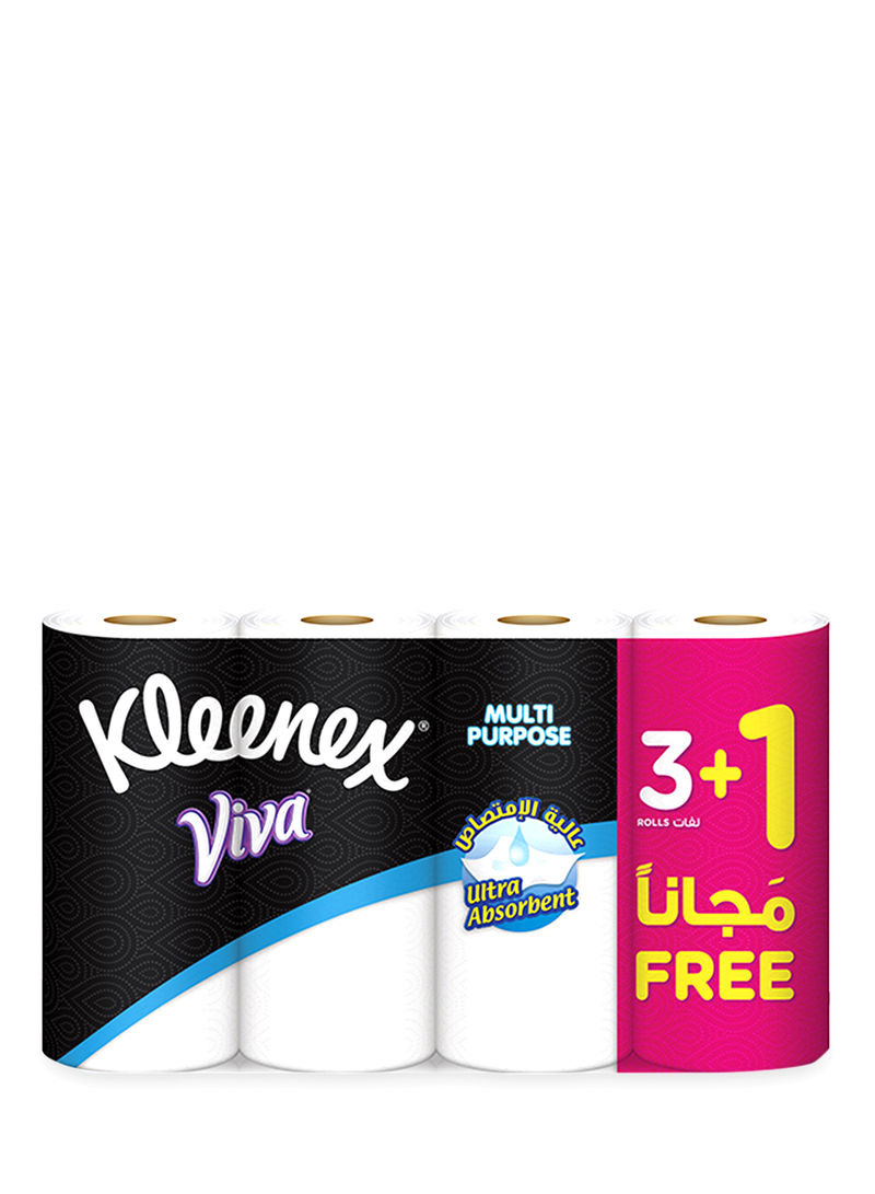 2 Ply Multi Purpose Kitchen Towel Rolls 90 Sheets Pack of 4 White