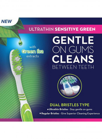 Ultrathin Sensitive Extra Soft Manual Toothbrush Green/White