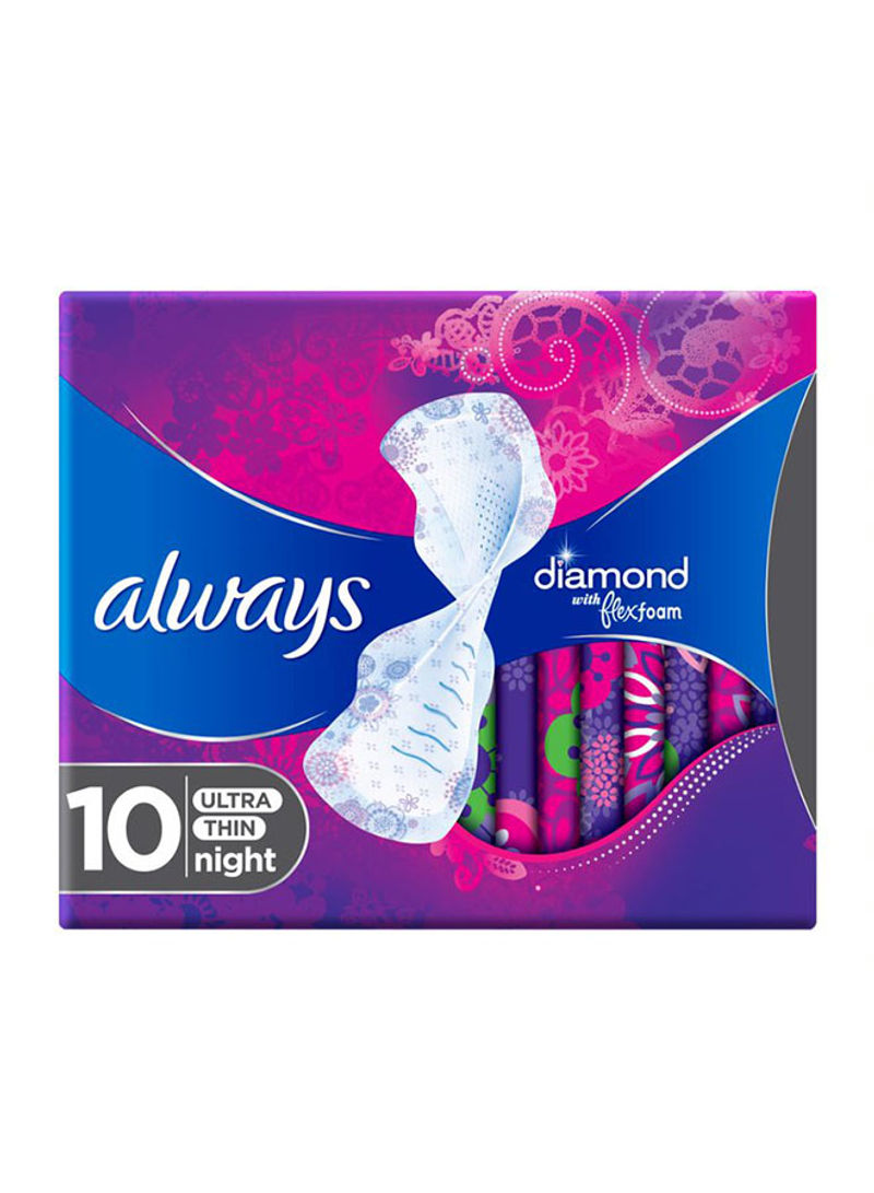 Diamond Flexfoam, Large Sanitary Pads With Wings, 10 Count White