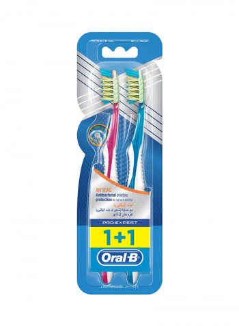 Pro-Expert Antibac Medium Manual Toothbrush, Pack Of 2 Multicolour 40 Medium