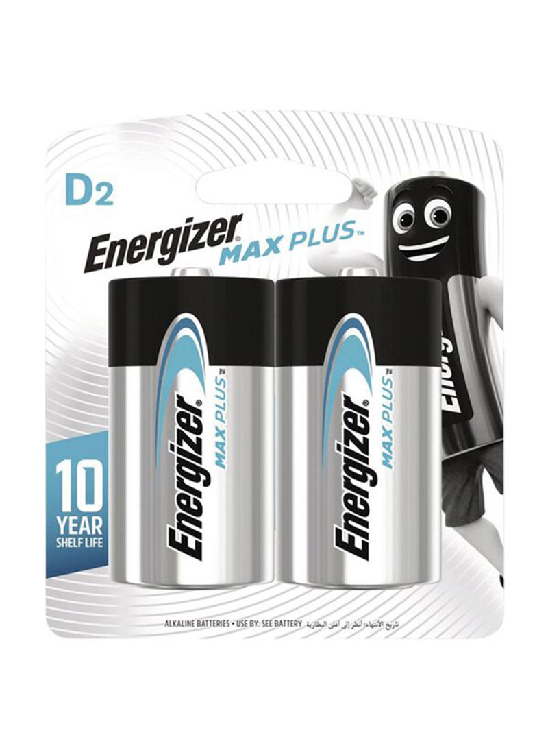 Pack Of 2 Alkaline Advanced D Batteries Silver/Blue AA