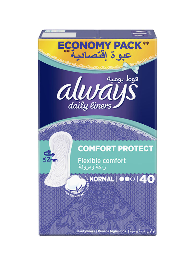 Daily Liners Comfort Protect Pantyliners, Normal, 40 Count