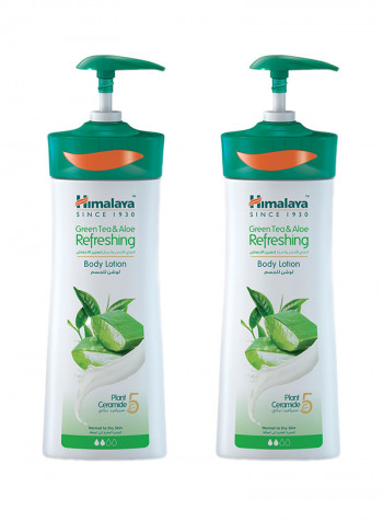 Pack Of 2 Body Lotion Refreshing Green Tea And Aloe Vera 400ml