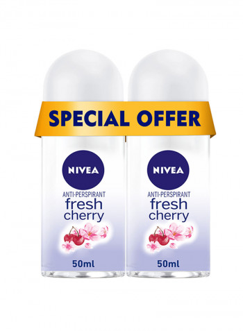 Pack Of 2 Fresh Cherry Antiperspirant Roll On 50ml