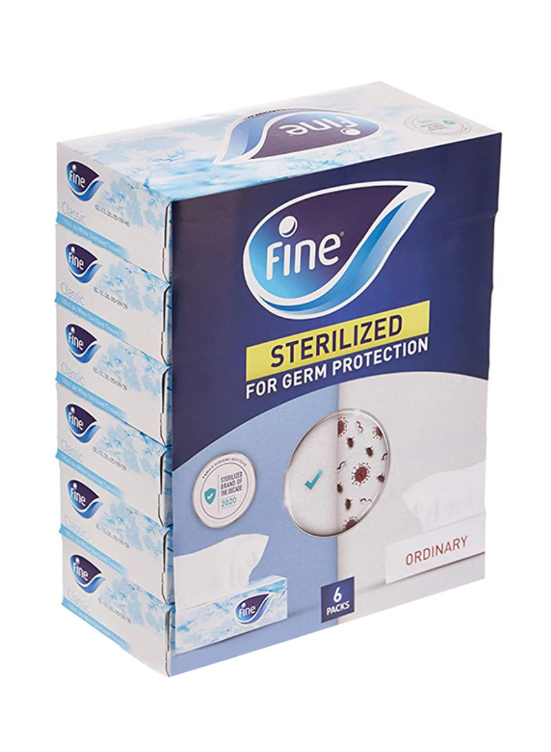 2 Ply Sterilized Facial Classic Tissues 100 Sheets Pack of 6