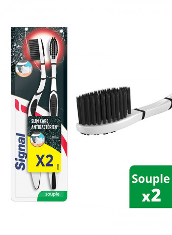 2-Piece Soft Bristle Toothbrush Multicolour