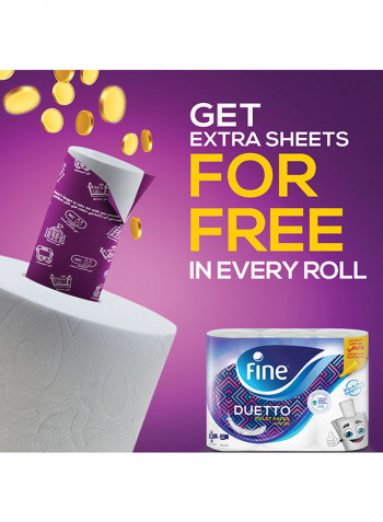 Sterilized Toilet Paper, Duetto, 340 Sheets, 2 Ply, 12 rolls White