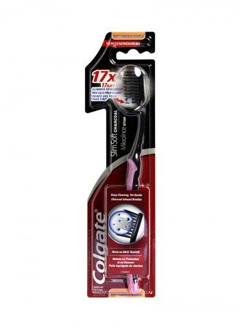Slim Soft Black Charcoal Toothbrush Multicolour
