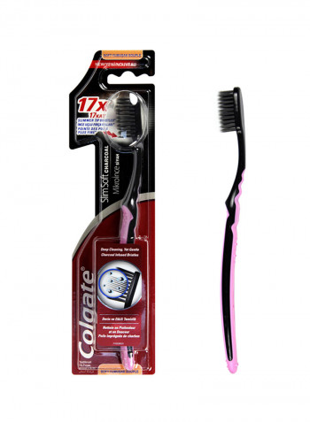 Slim Soft Black Charcoal Toothbrush Multicolour