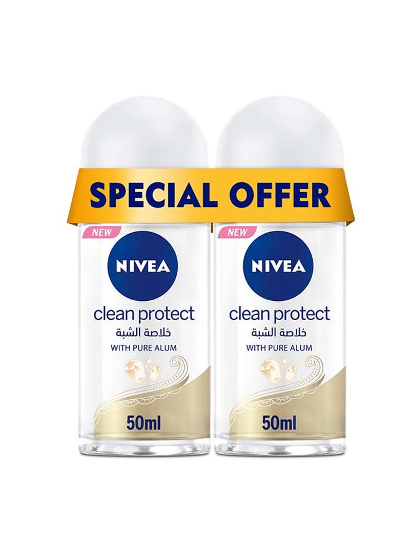 Clean Protect With Pure Alum Roll On 50ml Pack of 2
