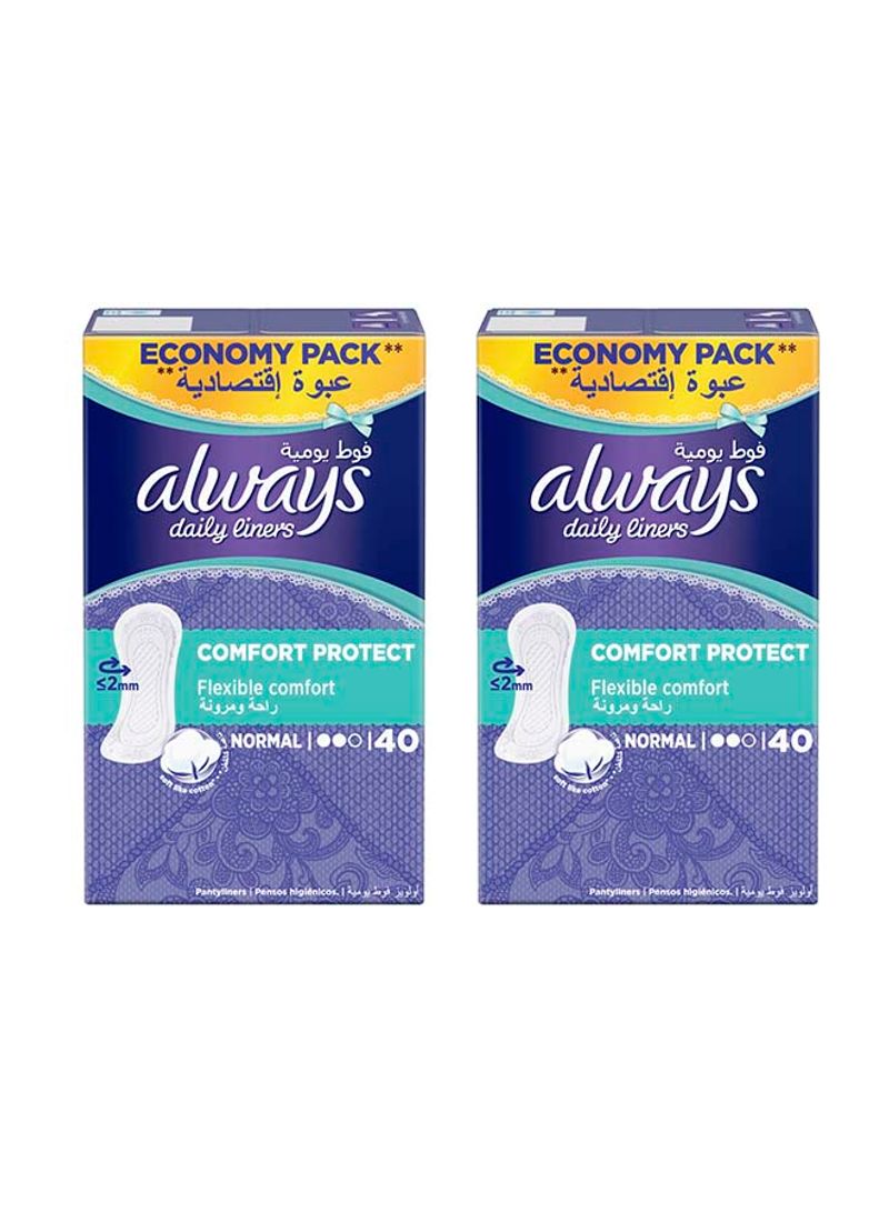 Daily Liners Comfort Protect Normal, 40 Count, Pack Of 2