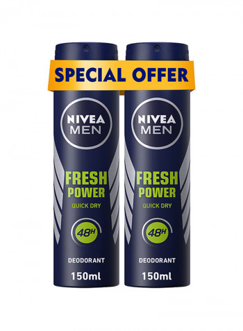Pack Of 2 Fresh Power Antiperspirant Spray 2 x 150ml