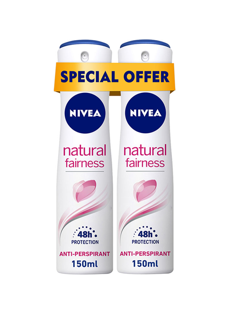 Pack Of 2 Natural Fairness Antiperspirant Spray 150ml