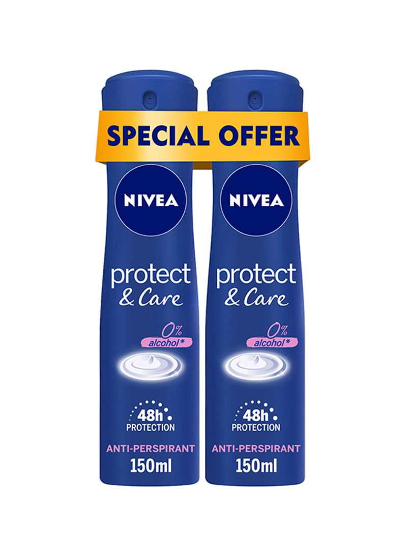Pack Of 2 Protect And Care Antiperspirant Spray 150ml