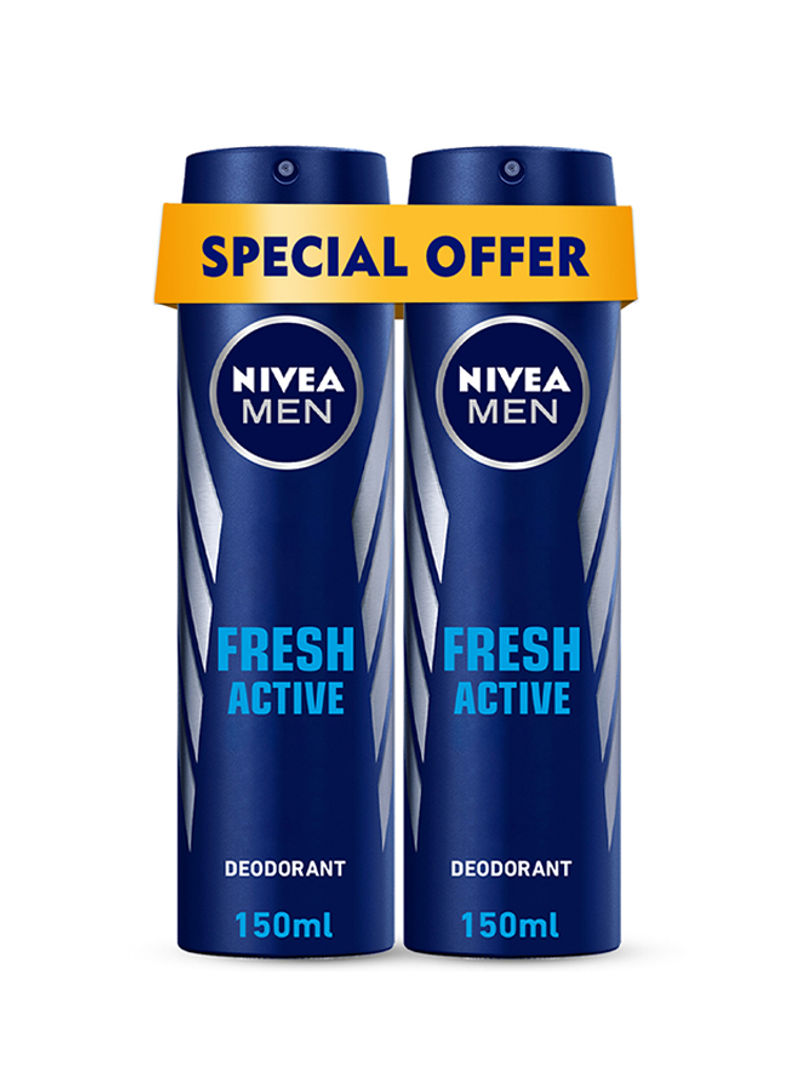 Pack Of 2 Fresh Active Deodorant Spray 150ml