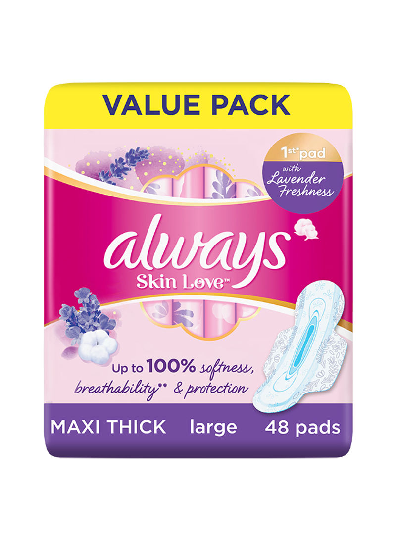 Skin Love Pads, Lavender Freshness, Thick And Large, 48 Count