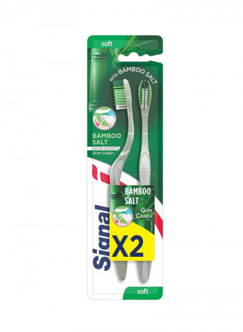 Himalayan Bamboo Salt Soft Toothbrush Set Green 2 Pieces