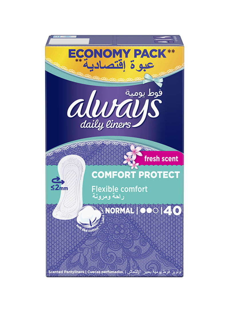 Daily Liners Comfort Protect Pantyliners With Fresh Scent, Normal, 40 Count