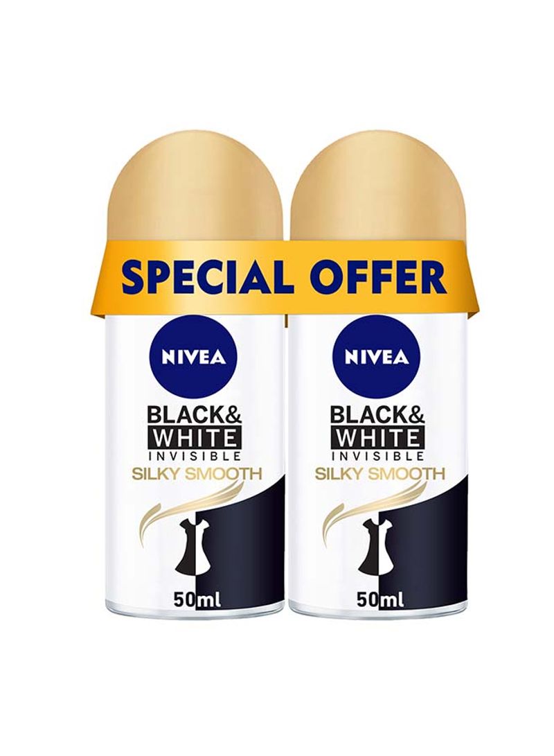 Black And White Invisible Silky Smooth Roll-On 50ml Pack of 2