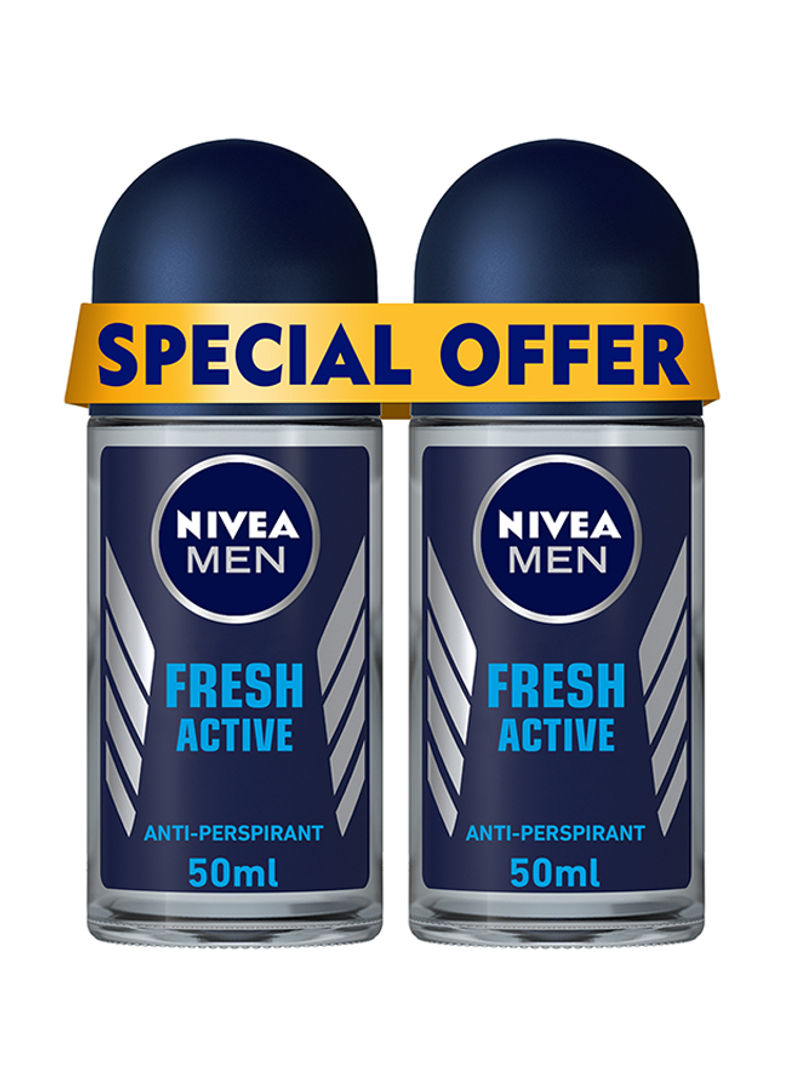 Fresh Active Antiperspirant For Men, 2 X Roll-on 50ml 2 x 50ml