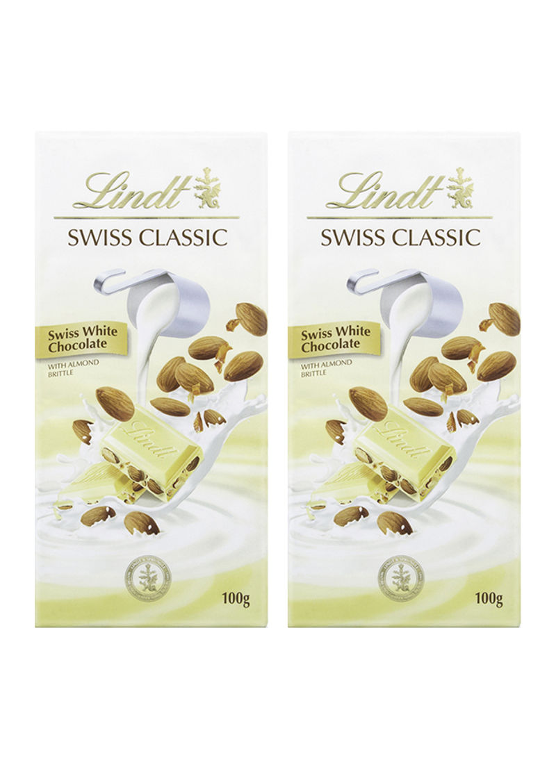 Swiss White Chocolate With Almond Nougat 200g Pack of 2
