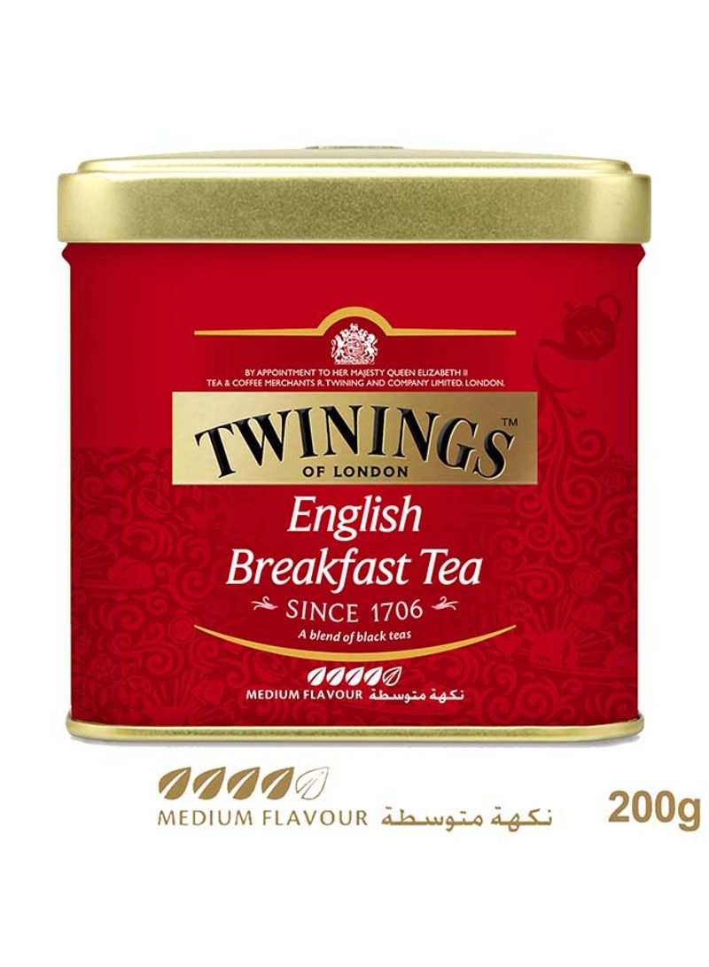English Breakfast Loose Leaf Black Tea, Traditional Luxury Tea Blend With Strong Well Rounded Flavour, Tin 200g