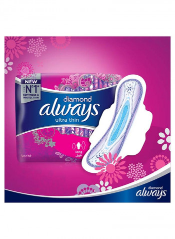 Diamond Ultra Thin 7 Long Sanitary Pads With Wings, Set of 3 White