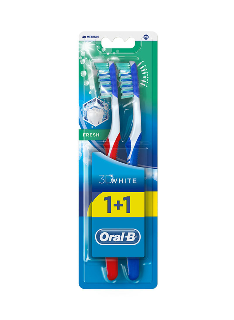 3D White Fresh Medium Toothbrush, Pack Of 2 Multicolor 40 Medium