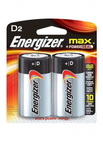 2-Piece D Size Battery Set silver/black