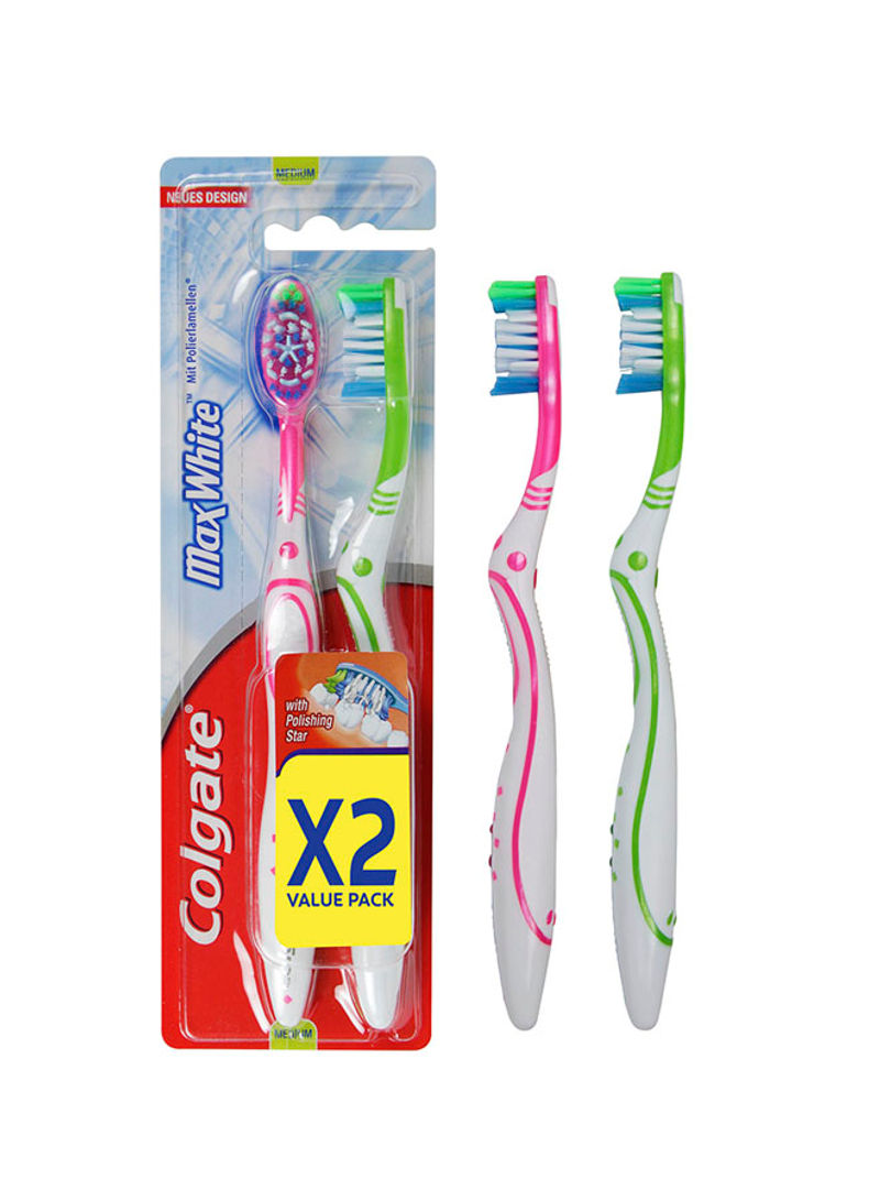 2-Piece Max White Manual Toothbrush Multicolour