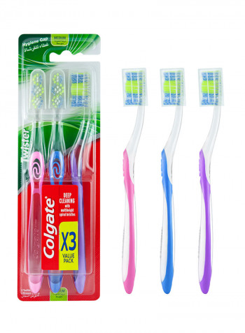 3-Piece Twister Deep Cleaning Manual Toothbrush With Cover