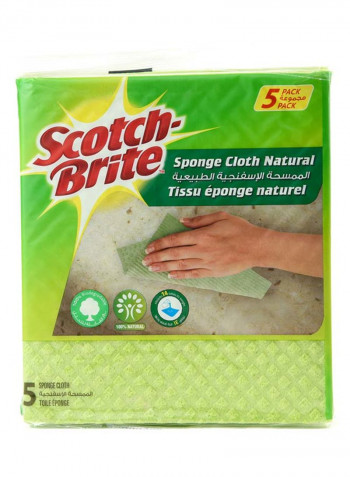 5 Piece Scotch Brite Sponge Cloth Naturals Green 20x18centimeter