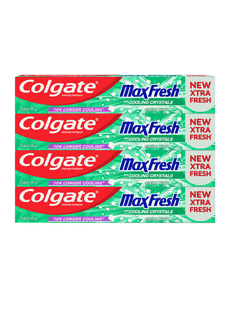 4-Piece Max Fresh Clean Mint Toothpaste Set 75ml