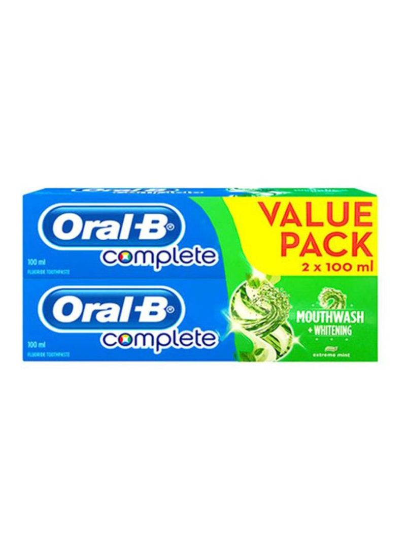 Pack Of 2 Complete Mouthwash And Whitening Toothpaste Set White/Green
