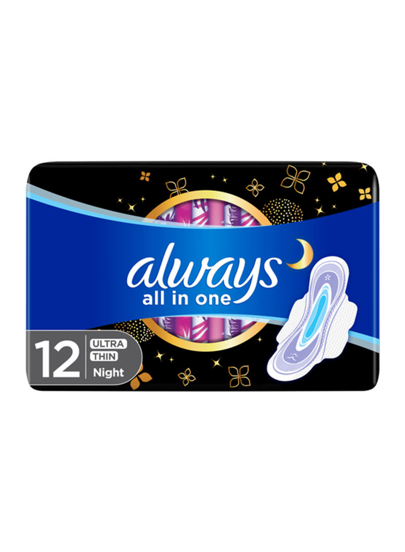 All In One Ultra Thin, Night Sanitary Pads, 12 Count
